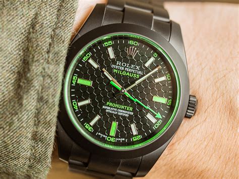 rolex milgauss pro hunter green|rolex milgauss 11640 price.